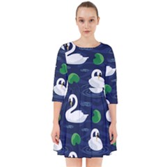 Swan-pattern-elegant-design Smock Dress