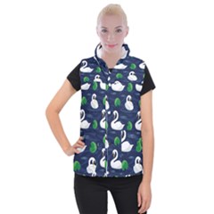 Swan-pattern-elegant-design Women s Button Up Vest