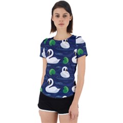 Swan-pattern-elegant-design Back Cut Out Sport Tee by Simbadda