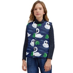 Swan-pattern-elegant-design Kid s Button Up Puffer Vest	