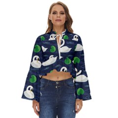 Swan-pattern-elegant-design Boho Long Bell Sleeve Top