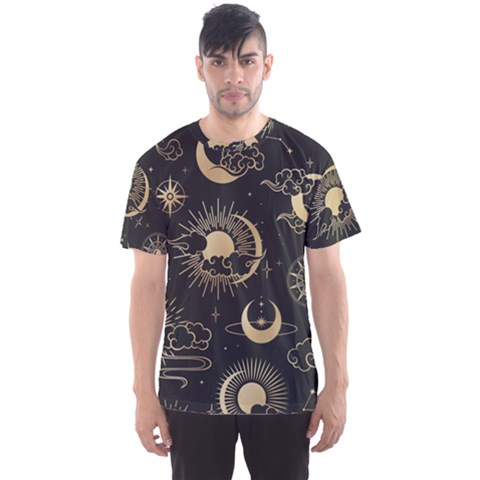 Asian Seamless Pattern With Clouds Moon Sun Stars Vector Collection Oriental Chinese Japanese Korean Men s Sport Mesh Tee by Grandong