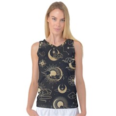 Asian Seamless Pattern With Clouds Moon Sun Stars Vector Collection Oriental Chinese Japanese Korean Women s Basketball Tank Top by Grandong