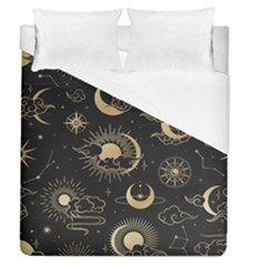 Asian Seamless Pattern With Clouds Moon Sun Stars Vector Collection Oriental Chinese Japanese Korean Duvet Cover (queen Size) by Grandong