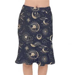 Asian Seamless Pattern With Clouds Moon Sun Stars Vector Collection Oriental Chinese Japanese Korean Short Mermaid Skirt by Grandong