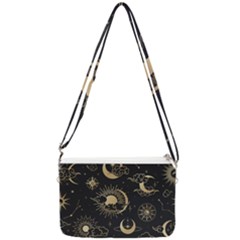 Asian Seamless Pattern With Clouds Moon Sun Stars Vector Collection Oriental Chinese Japanese Korean Double Gusset Crossbody Bag by Grandong