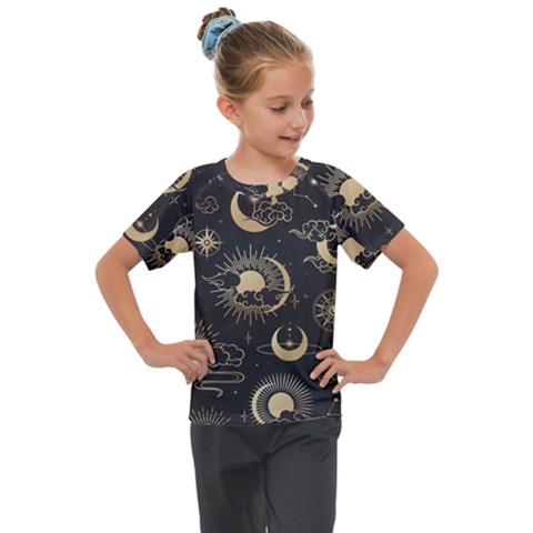 Asian Seamless Pattern With Clouds Moon Sun Stars Vector Collection Oriental Chinese Japanese Korean Kids  Mesh Piece Tee by Grandong