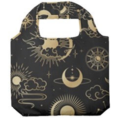 Asian Seamless Pattern With Clouds Moon Sun Stars Vector Collection Oriental Chinese Japanese Korean Foldable Grocery Recycle Bag by Grandong