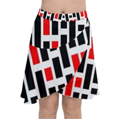 Background Geometric Pattern Chiffon Wrap Front Skirt by Grandong