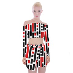 Background Geometric Pattern Off Shoulder Top With Mini Skirt Set by Grandong