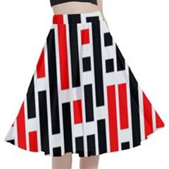 Background Geometric Pattern A-line Full Circle Midi Skirt With Pocket