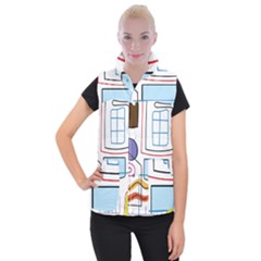 Sketch Line Art Doodles Design Women s Button Up Vest by Grandong