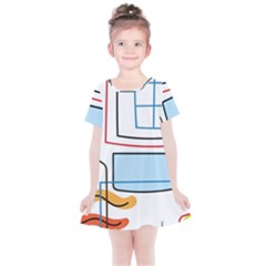 Sketch Line Art Doodles Design Kids  Simple Cotton Dress by Grandong