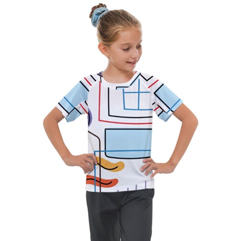 Sketch Line Art Doodles Design Kids  Mesh Piece Tee by Grandong