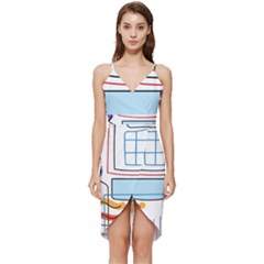 Sketch Line Art Doodles Design Wrap Frill Dress by Grandong