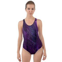 Feather Pattern Texture Form Cut-out Back One Piece Swimsuit by Grandong