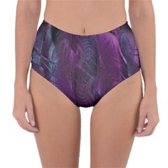 Feather Pattern Texture Form Reversible High-waist Bikini Bottoms by Grandong