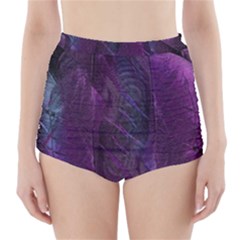 Feather Pattern Texture Form High-waisted Bikini Bottoms by Grandong