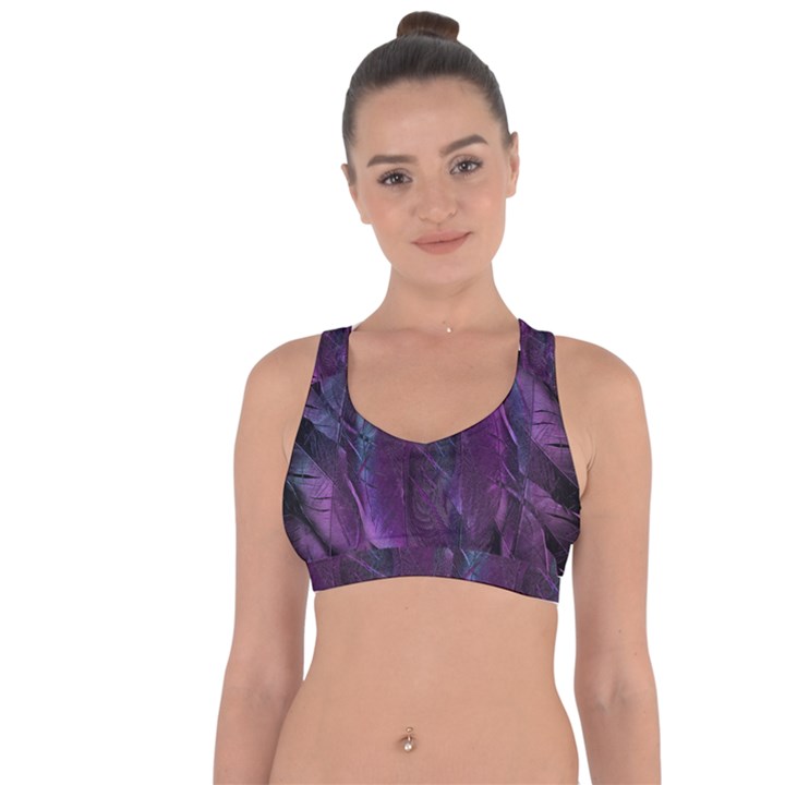 Feather Pattern Texture Form Cross String Back Sports Bra