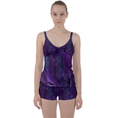 Feather Pattern Texture Form Tie Front Two Piece Tankini by Grandong