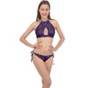 Feather Pattern Texture Form Cross Front Halter Bikini Set View1