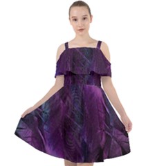 Feather Pattern Texture Form Cut Out Shoulders Chiffon Dress by Grandong