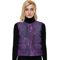 Feather Pattern Texture Form Women s Button Up Puffer Vest by Grandong