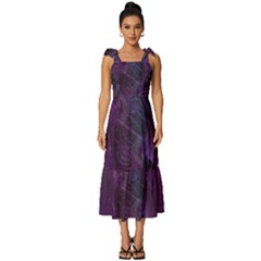 Feather Pattern Texture Form Tie-strap Tiered Midi Chiffon Dress by Grandong