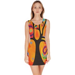 Tree Painting In Colorful Style Bodycon Dress