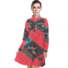 Gaming Console Video Long Sleeve Chiffon Shirt Dress by Grandong