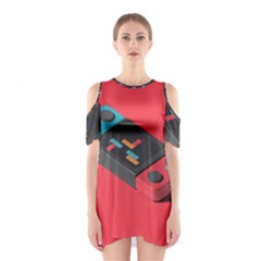 Gaming Console Video Shoulder Cutout One Piece Dress by Grandong