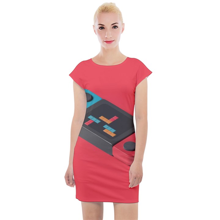 Gaming Console Video Cap Sleeve Bodycon Dress