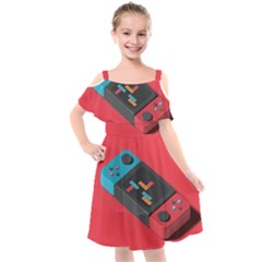 Gaming Console Video Kids  Cut Out Shoulders Chiffon Dress by Grandong