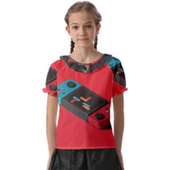 Gaming Console Video Kids  Frill Chiffon Blouse by Grandong