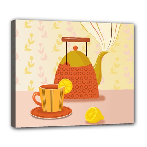 Tea Pot Cup Drawing Deluxe Canvas 24  X 20  (stretched)