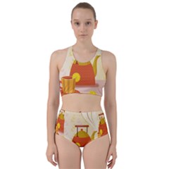 Tea Pot Cup Drawing Racer Back Bikini Set