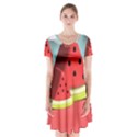 Strawberries Fruit Short Sleeve V-neck Flare Dress View1