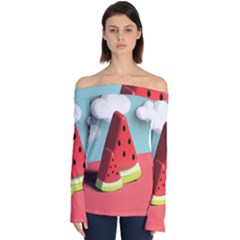 Strawberries Fruit Off Shoulder Long Sleeve Top by Grandong