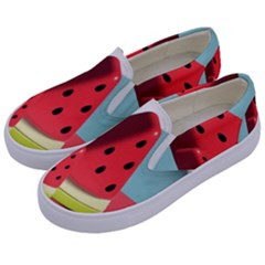 Strawberries Fruit Kids  Canvas Slip Ons by Grandong