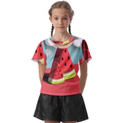 Strawberries Fruit Kids  Front Cut Tee by Grandong