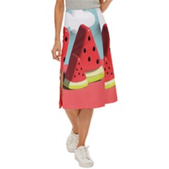 Strawberries Fruit Midi Panel Skirt by Grandong