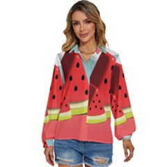 Strawberries Fruit Women s Long Sleeve Button Up Shirt