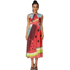 Strawberries Fruit Sleeveless Round Neck Midi Dress by Grandong