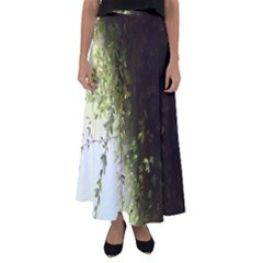 Branch Plant Shrub Green Natural Flared Maxi Skirt by Grandong