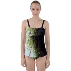 Branch Plant Shrub Green Natural Twist Front Tankini Set by Grandong