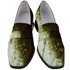 Branch Plant Shrub Green Natural Women s Chunky Heel Loafers by Grandong