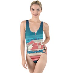 Bridge Transportation Train Toys High Leg Strappy Swimsuit by Grandong