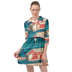 Bridge Transportation Train Toys Mini Skater Shirt Dress by Grandong