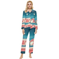 Bridge Transportation Train Toys Womens  Long Sleeve Velvet Pocket Pajamas Set by Grandong