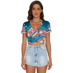 Bridge Transportation Train Toys V-neck Crop Top by Grandong